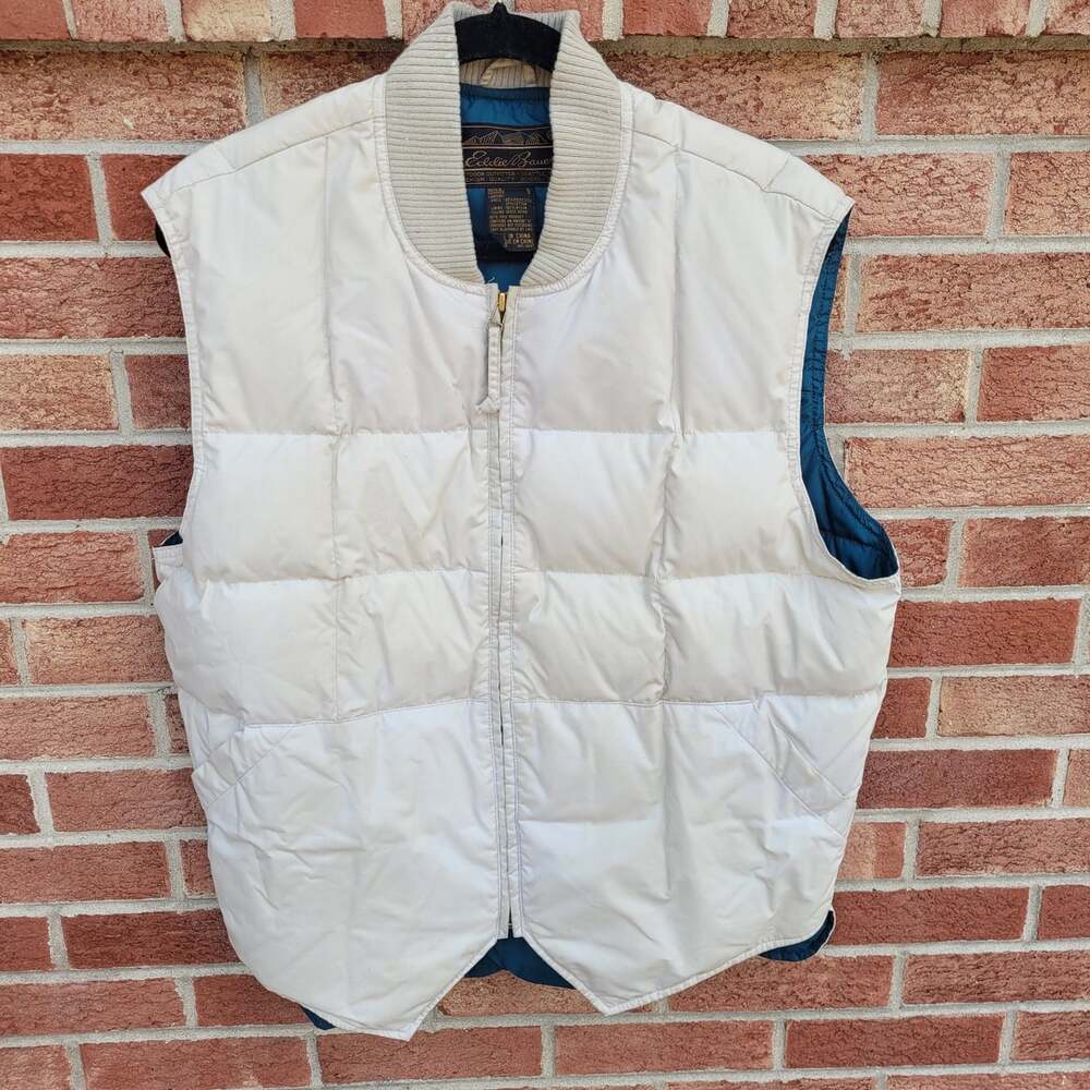Eddie Bauer Goose Down Quilted Vest Men's Size Large Full Zip